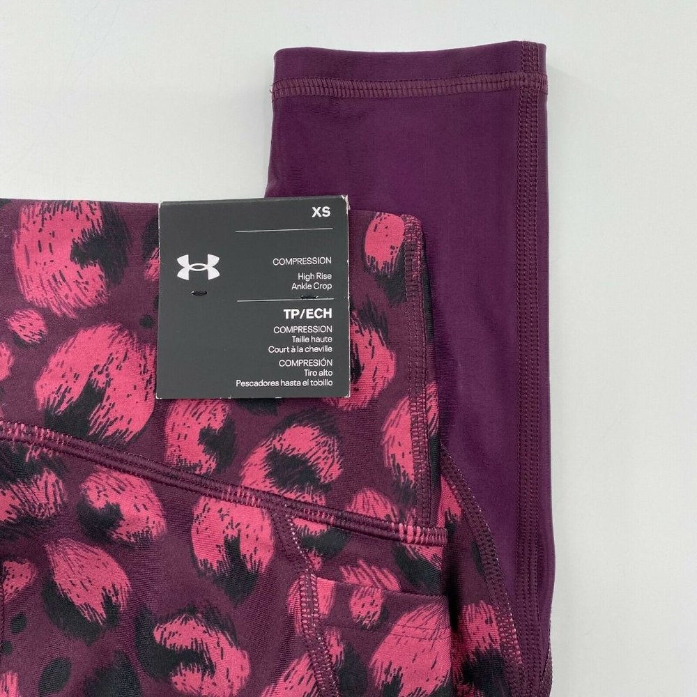 Under Armour Women's High Rise Ankle 7/8 Length Leggings Burgundy Purple Size XS - Picture 7 of 9